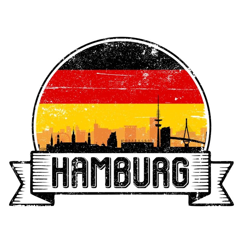 Skyline Flagge von Hamburg