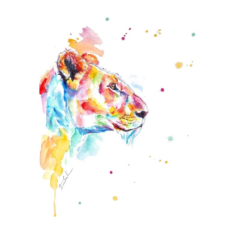 Bunte Aquarell Löwenmama