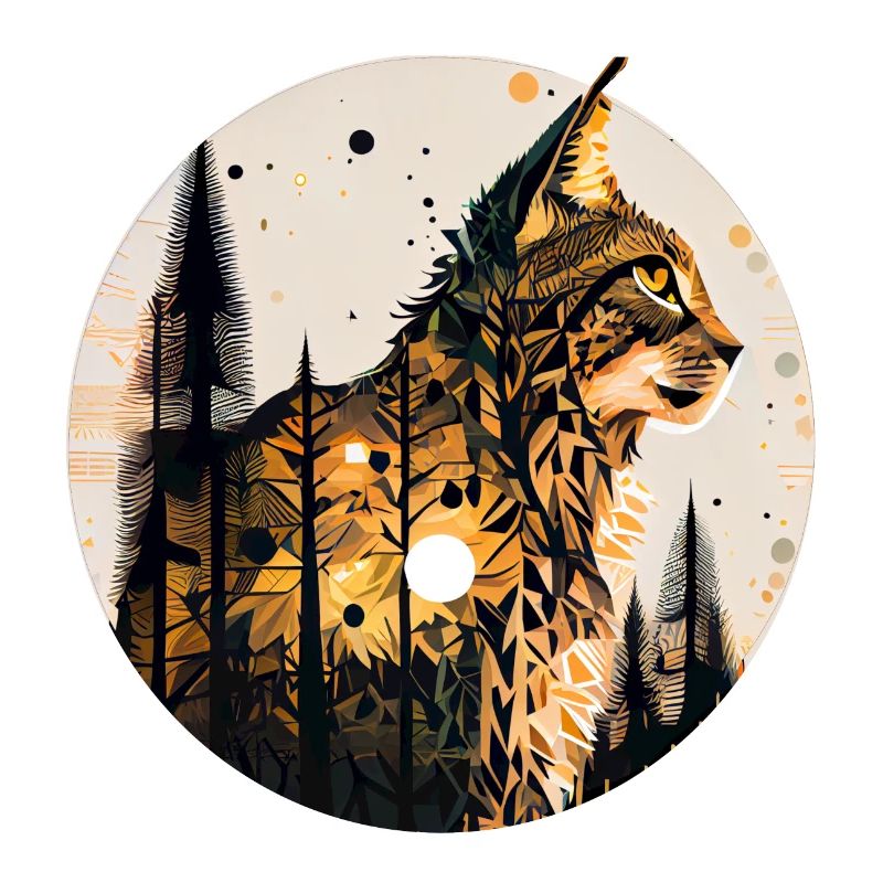 Lynx avec lune dans la forêt avec motif