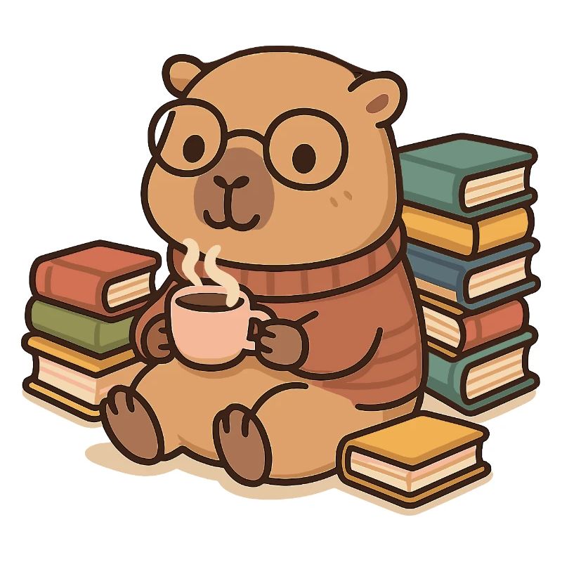 Capybara Leseratte – Bücher & Kaffee ☕📚