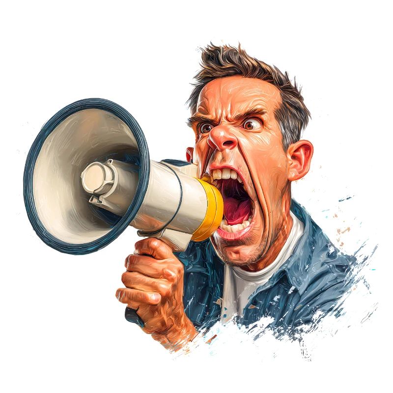 Lautstarker Aufruf mit Megafon