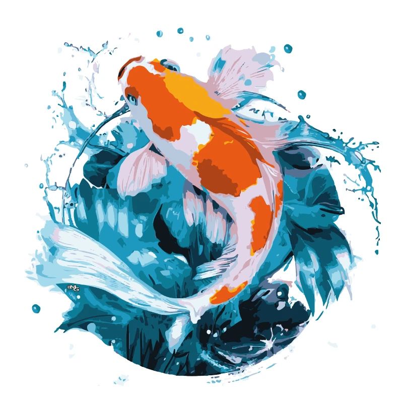 Koi-Karpfen in Aktion