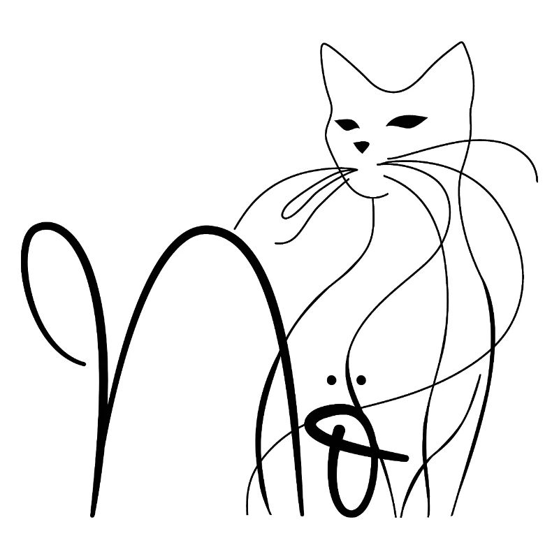 Geometrischer Katzen Silhouette Druck