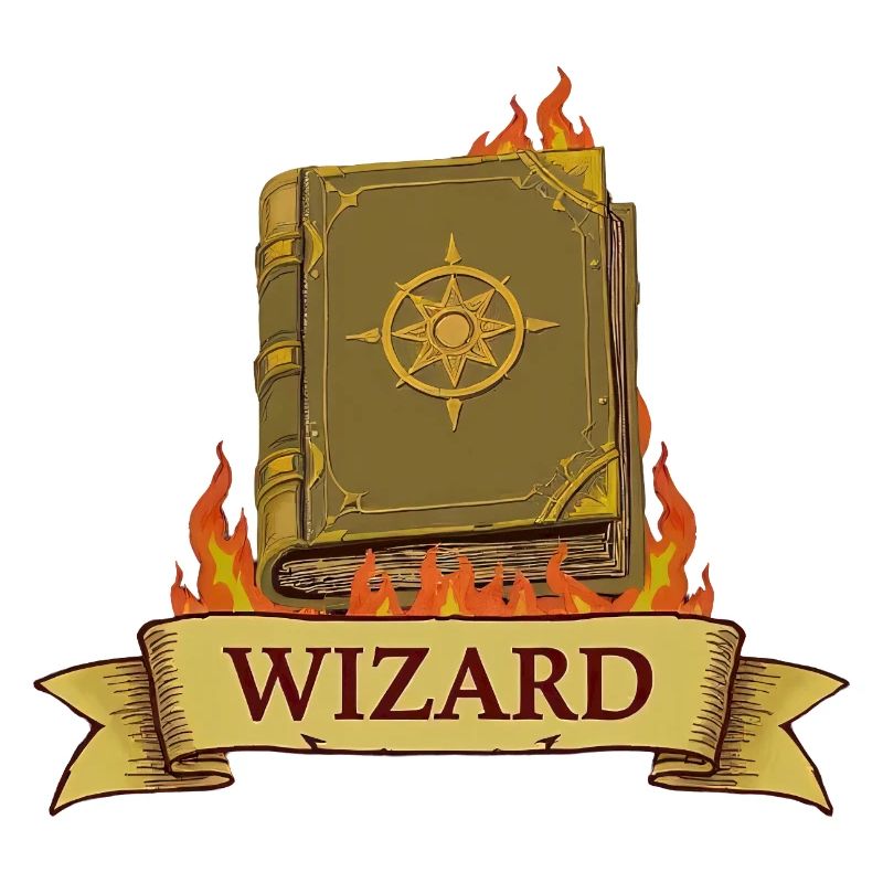 Brennendes Zauberbuch – Wizard Cartoon