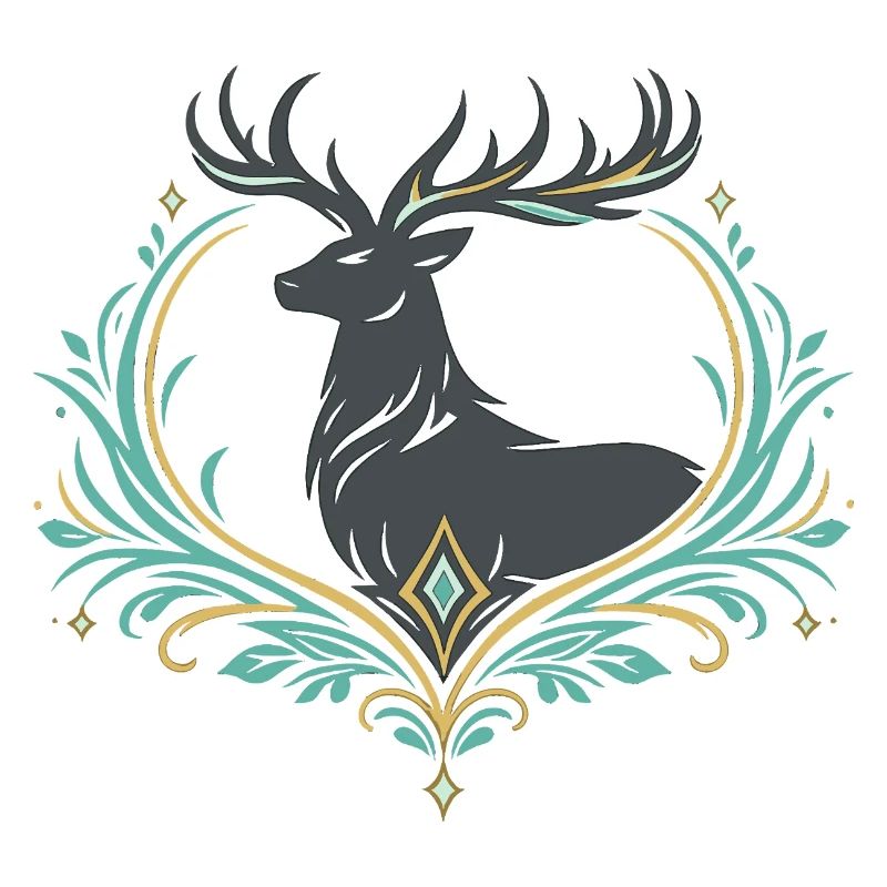 Hirsch im Ornamentherz