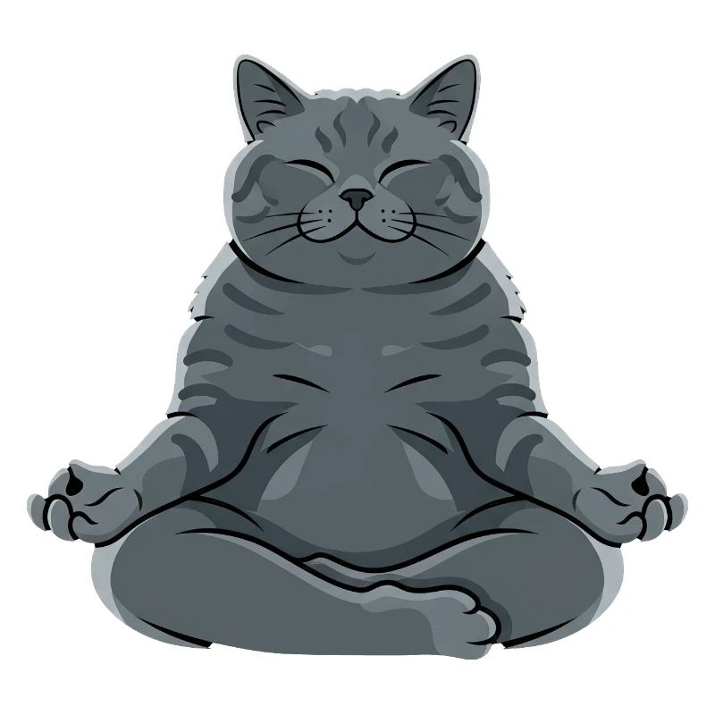 Meditierende Graue Katze