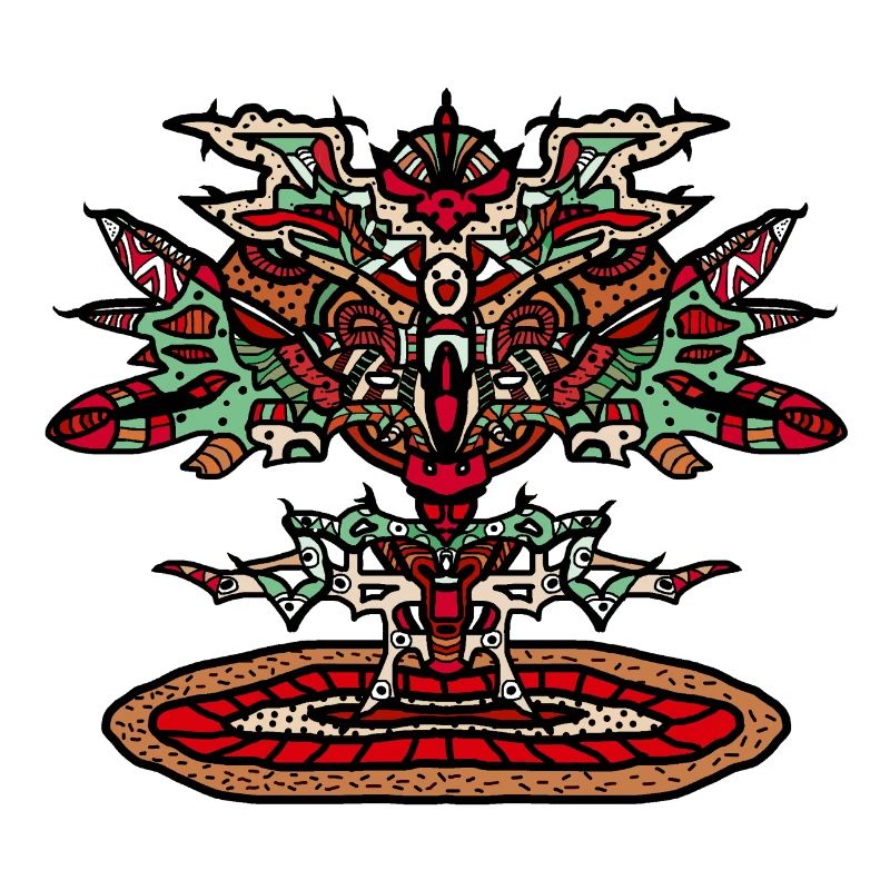 Totem-Drachen Mandala Psychedelisch