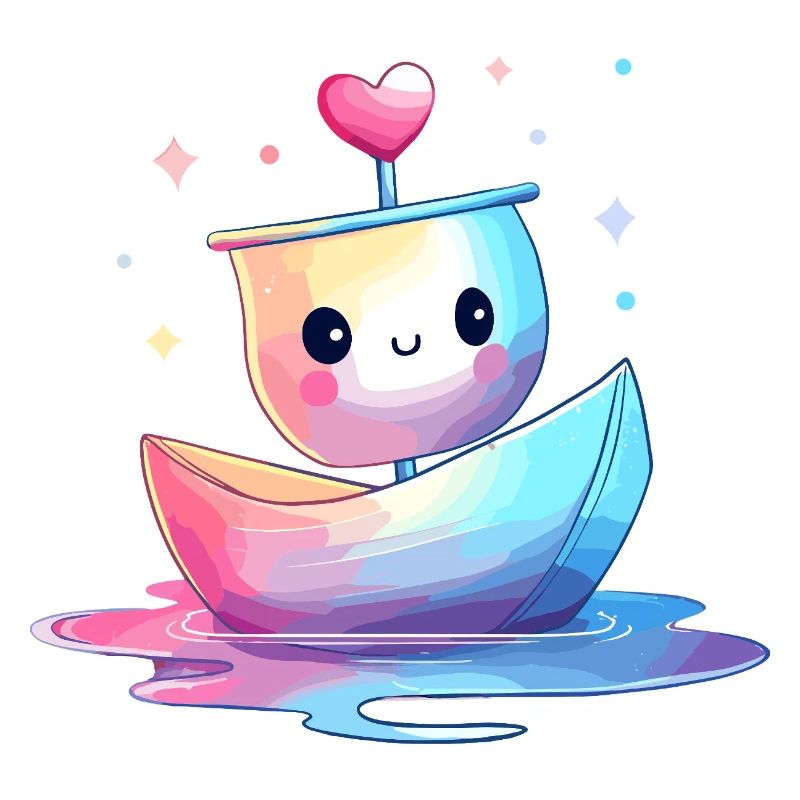 Kunterbuntes Herzboot Kawaii