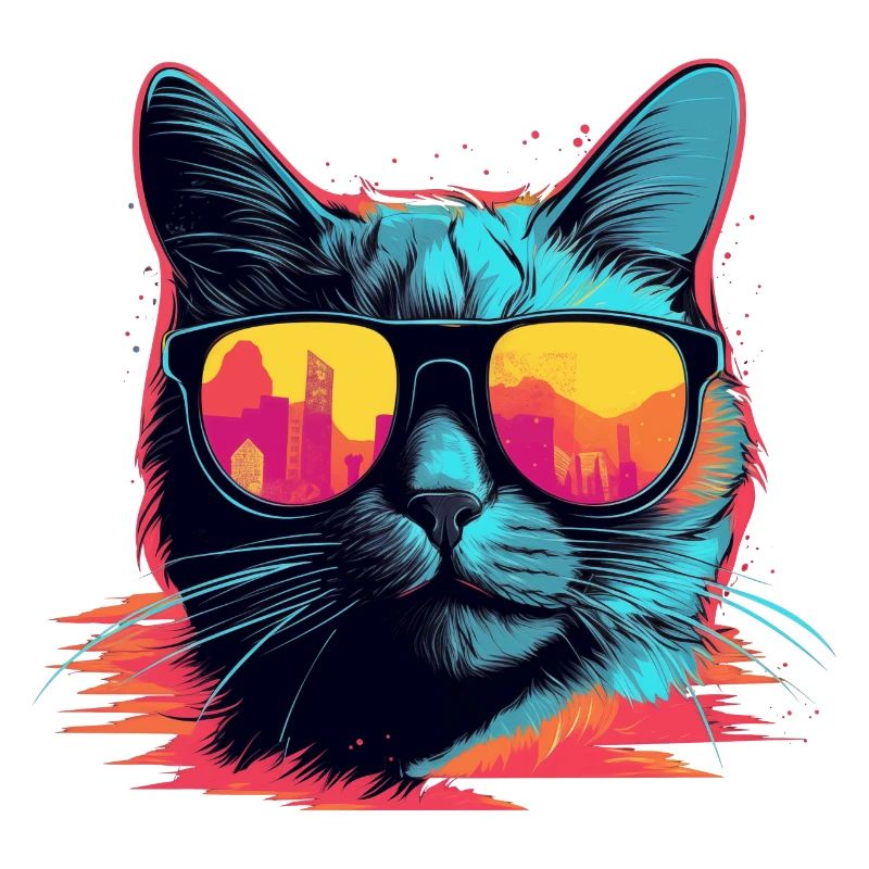 90er Jahre Katze Retrowave