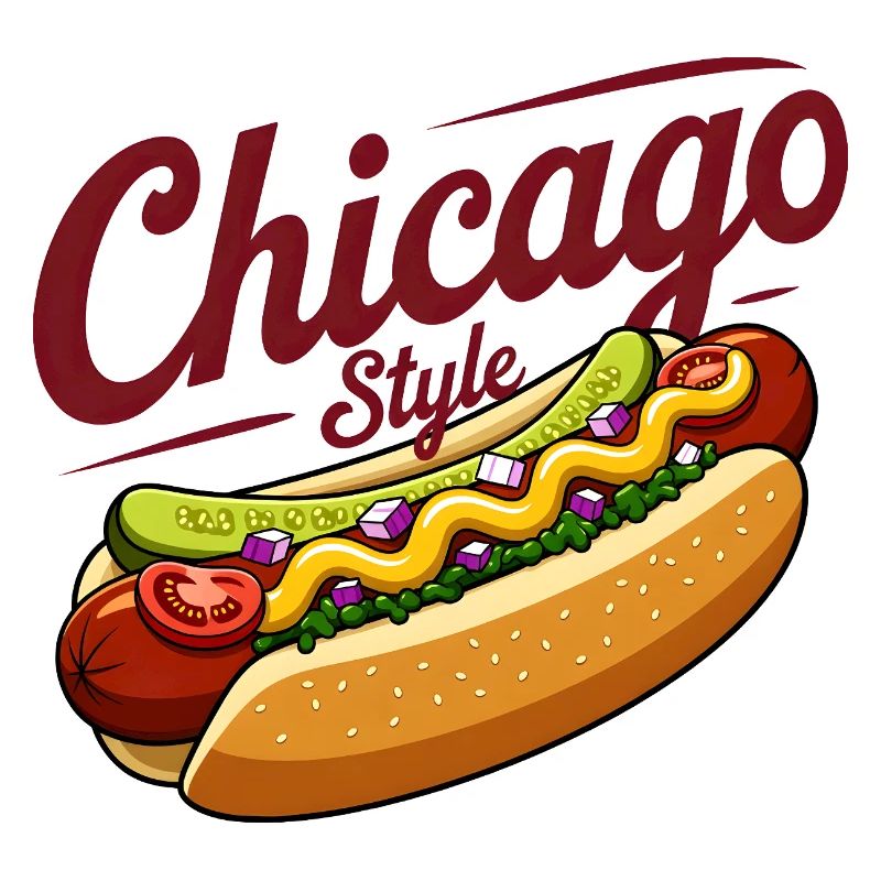 Klassisches Hotdog-Futterdesign im Chicago-Stil