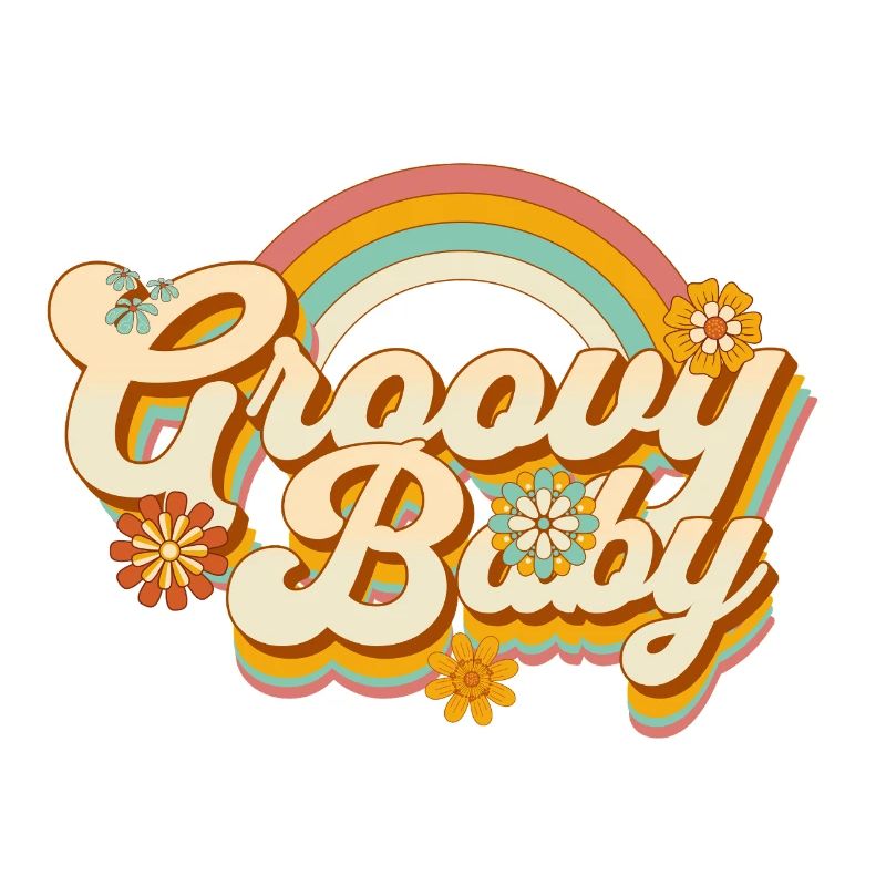 Retro Blumen-Design mit Regenbogen