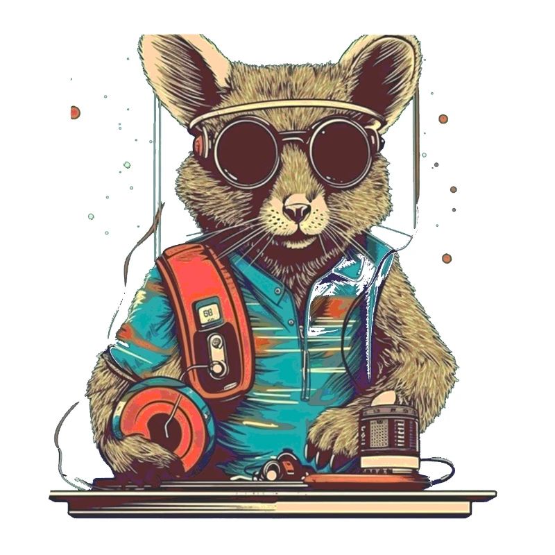 Cool DJ mouse with sunglasses and disc