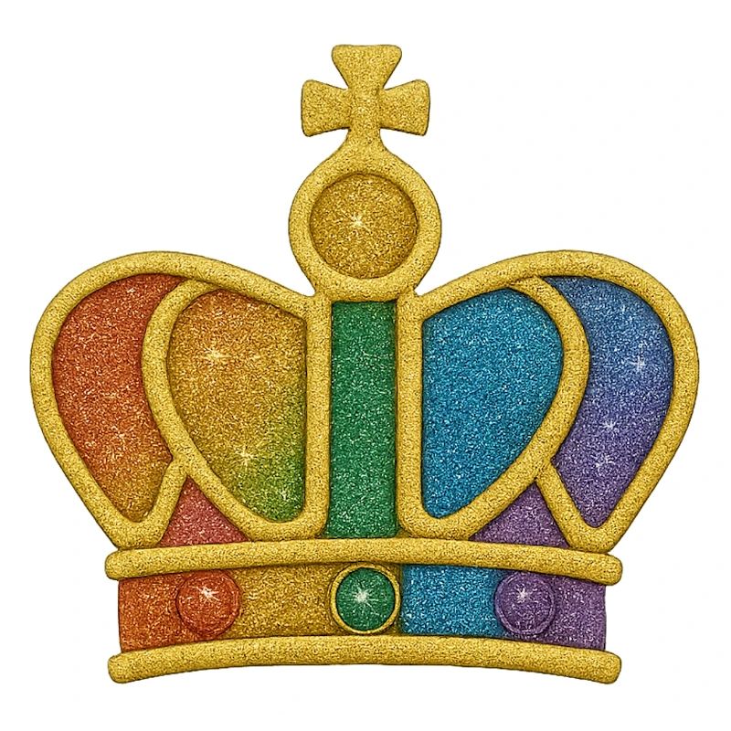 Regenbogen-Glitzerkronen-Design
