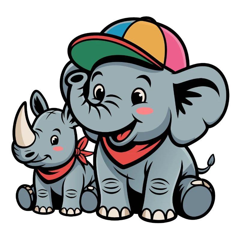 Lustiges Elefanten-Nashorn-Duo Cap