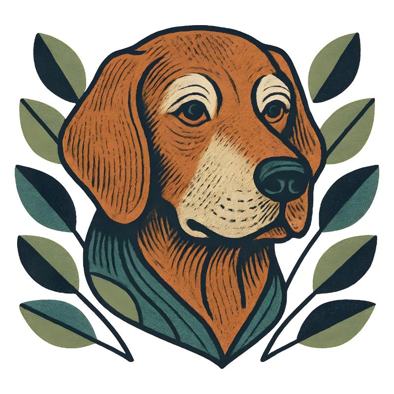 Beagle im Blattzweig Stil