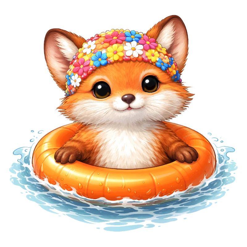 Süßer Fuchs mit Schwimmring 
