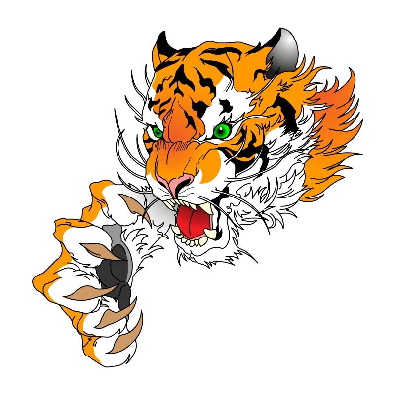 Tiger Kopf mit Pranke