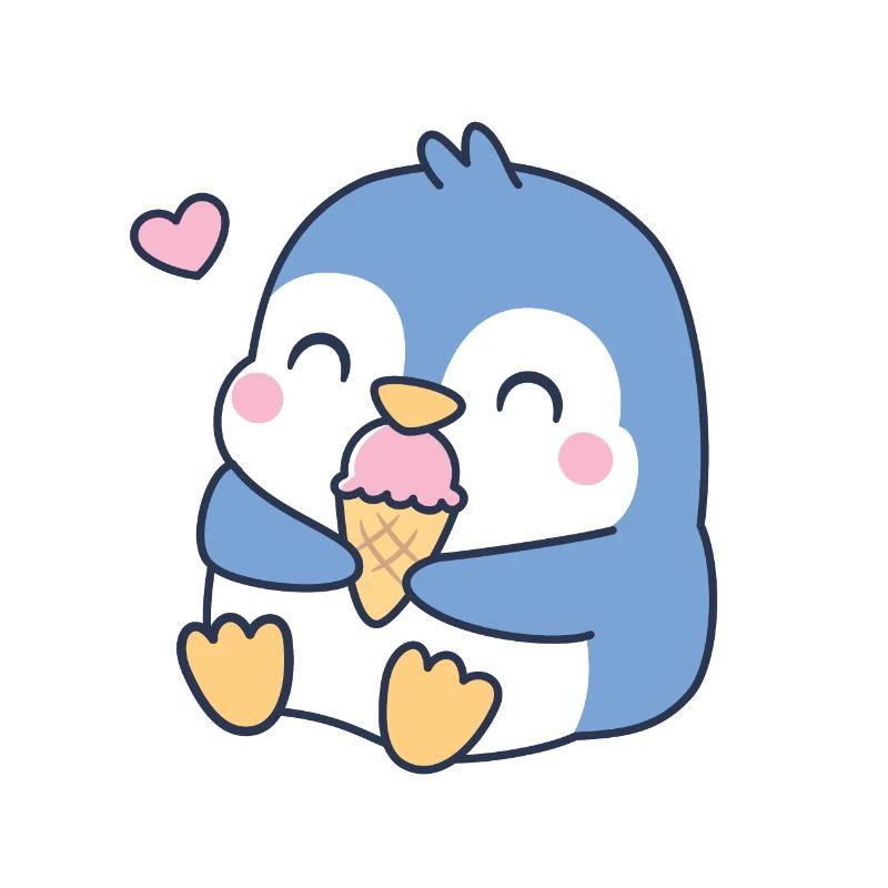 Netter blauer Pinguin liebt Eis