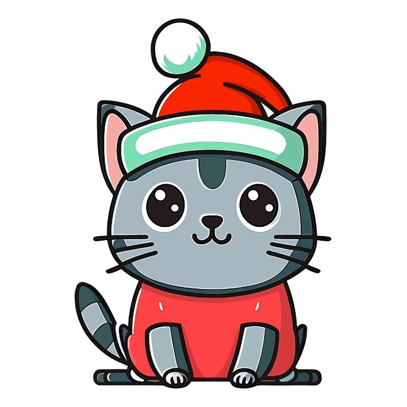 Katze mit Weihnachtshut