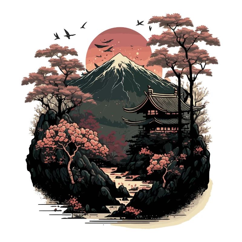 Japanische Holzschnittlandschaft