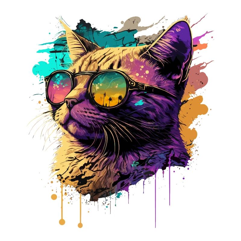 Katze mit Neon-Sonnenbrille