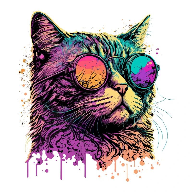 Neonkatze mit Sonnenbrille