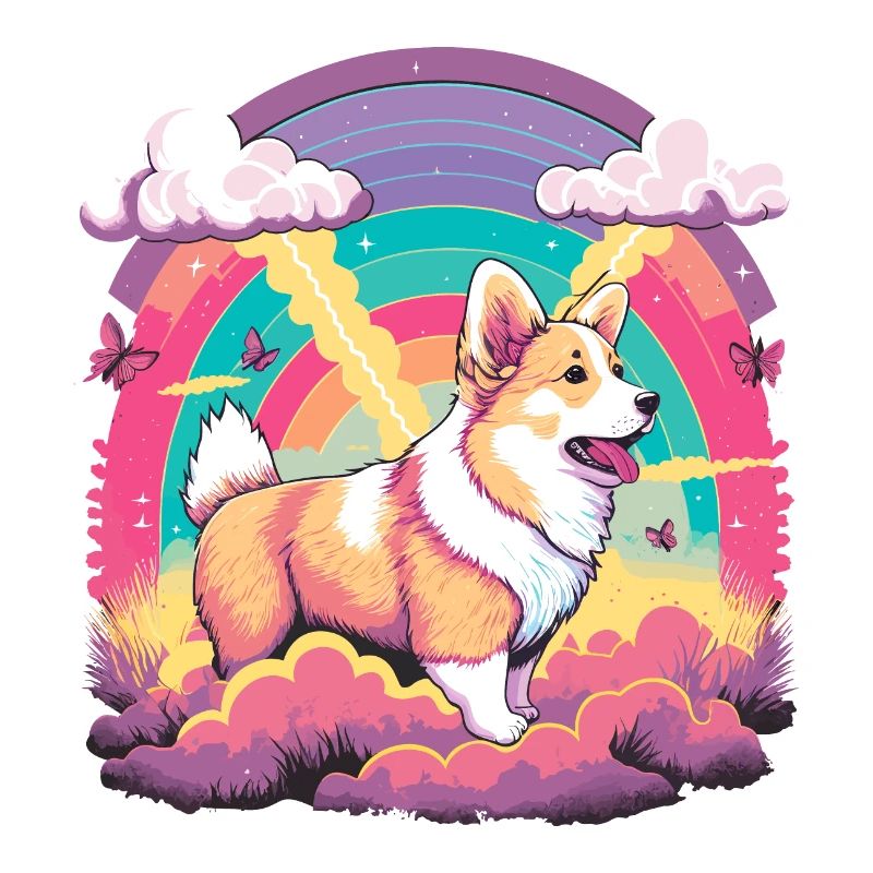 Corgi dans Rainbow