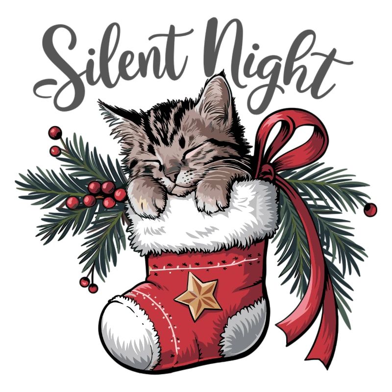 Douce nuit – Chaton en bas de Noël