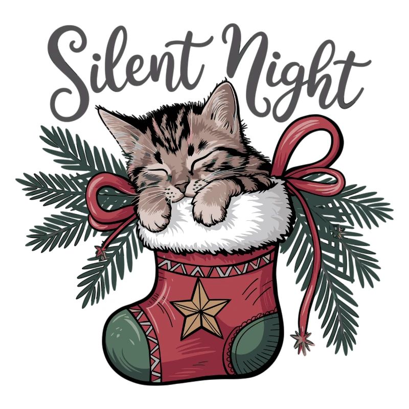 Silent Night – Kitten in Christmas Stocking