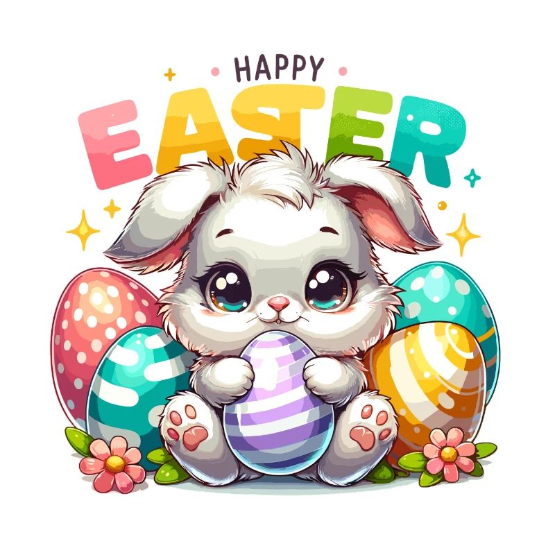 Joyeuses Pâques - Illustration de lapin de Pâques