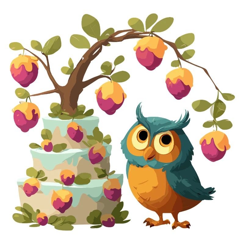 Eule am Obstkuchenbaum