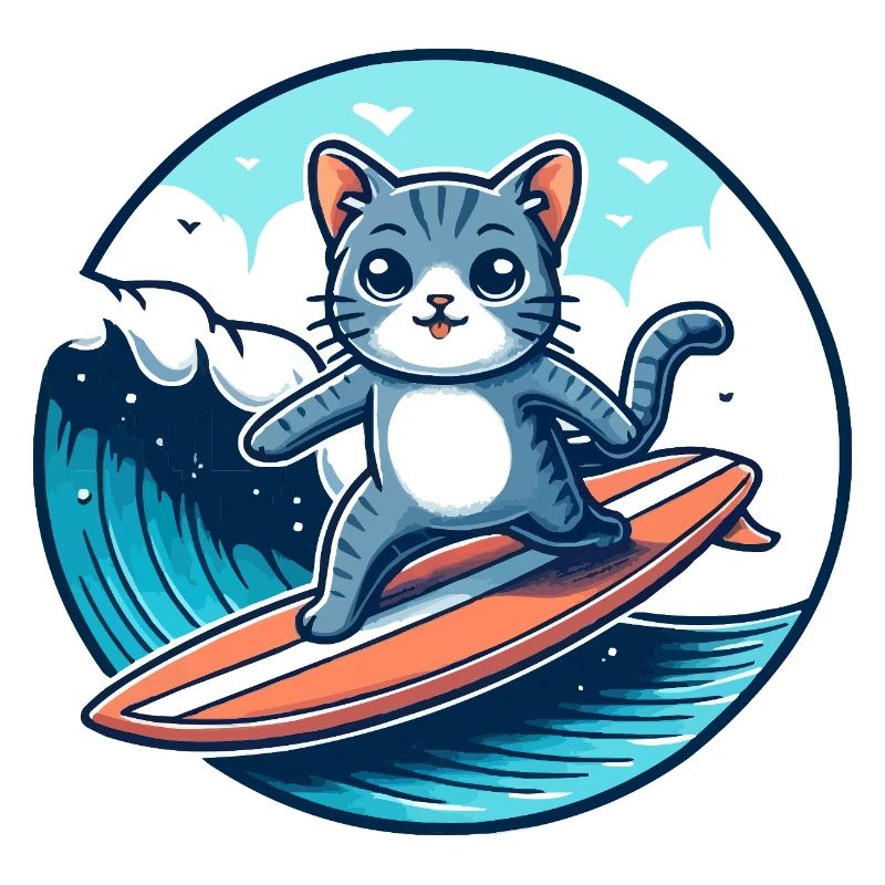 Katzen-Surfer auf der Welle