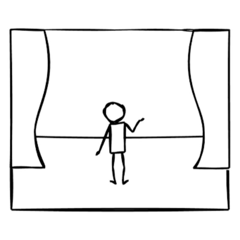 Bühne Auftritt Strichfigur