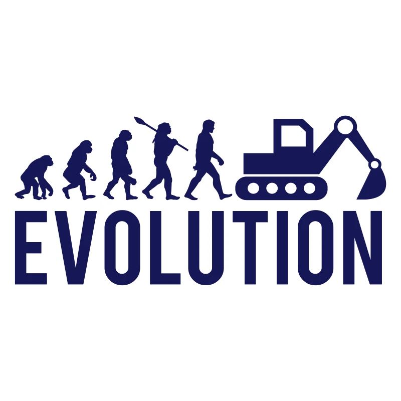 Bagger Baustelle Baggerfahrer Bau lustig Evolution