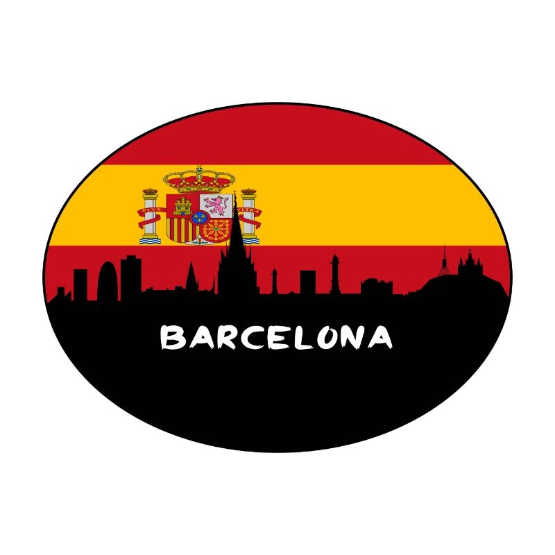 Barcelona-Spanien-Flaggen-Skyline-Schattenbild-Reise