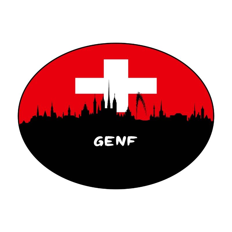 Genf-Schweiz-Flaggen-Skyline-Schattenbild-Reise