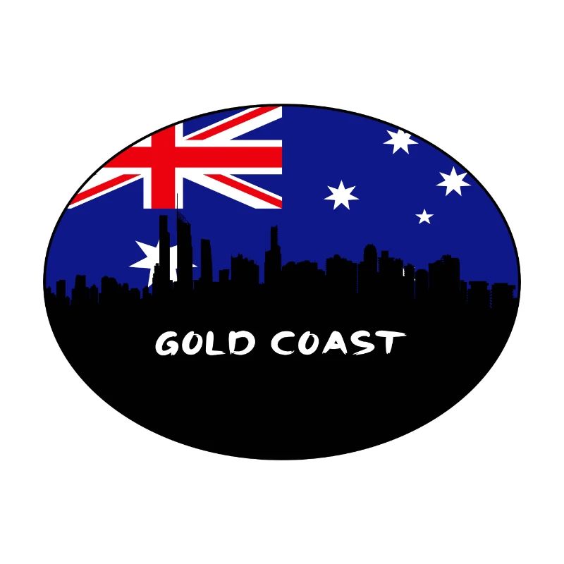 Goldküste-Australien-Flaggen-Skyline-Schattenbild-Trave