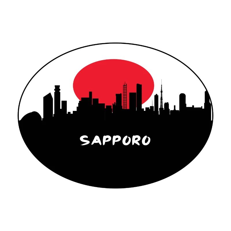 Sapporo-Japan-Flaggen-Skyline-Schattenbild-Reise