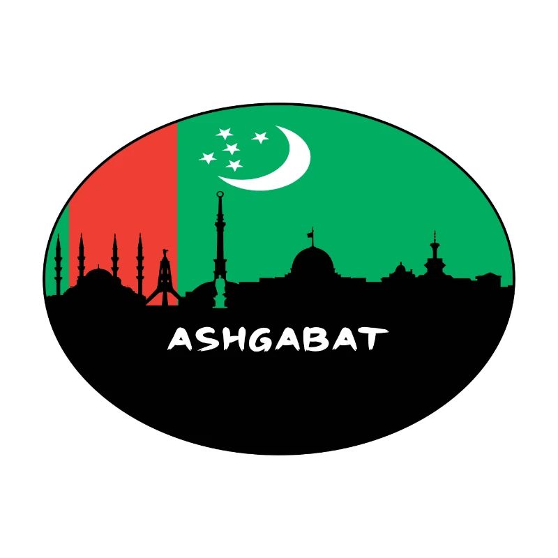Aschgabat Turkmenistan-Flaggen-Skyline-Schattenbild Trav