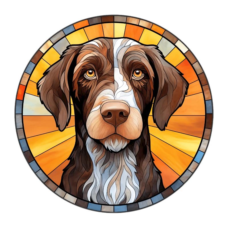 German Wirehaired Pointer Dog Race Aquarelle Gla