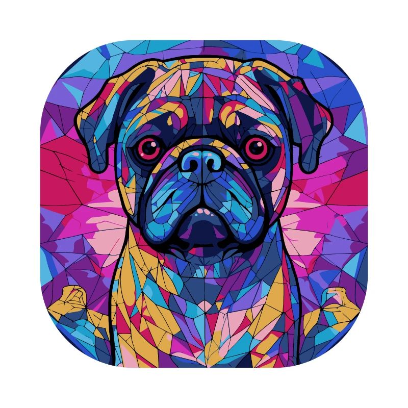 Bunte Mops-Hunderasse Aquarell-Glasmalerei