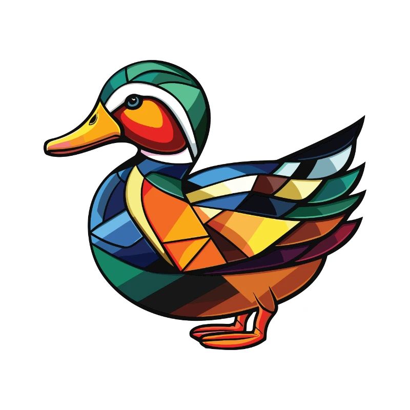Mandarinenten-bunte Aquarell-Tierkarikatur