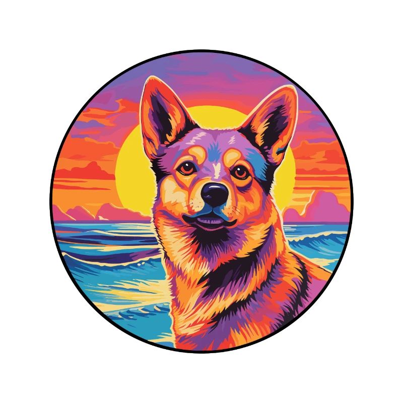 Dingo-Hunderasse Buntes Cartoon-Aquarell