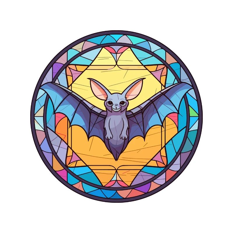 Fledermaus-Buntglas-Cartoon-Kawaii-Tier