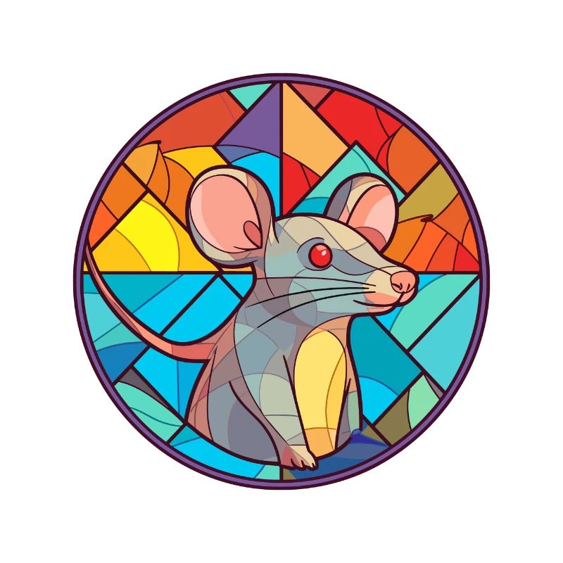 Ratten-Buntglas-Cartoon-Kawaii-Tier