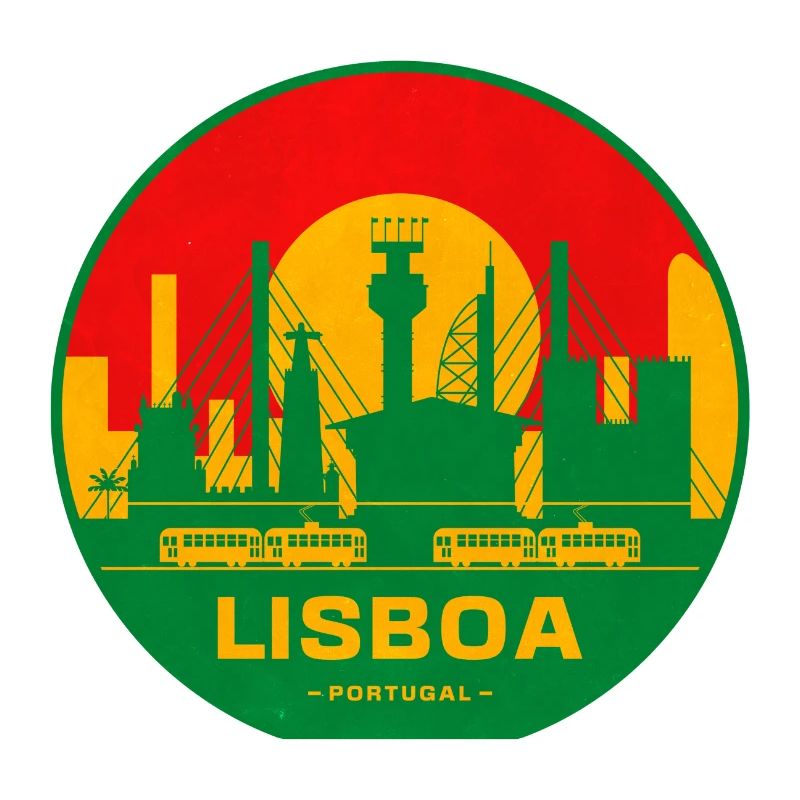 Lisboa Retro Skyline Silhouette