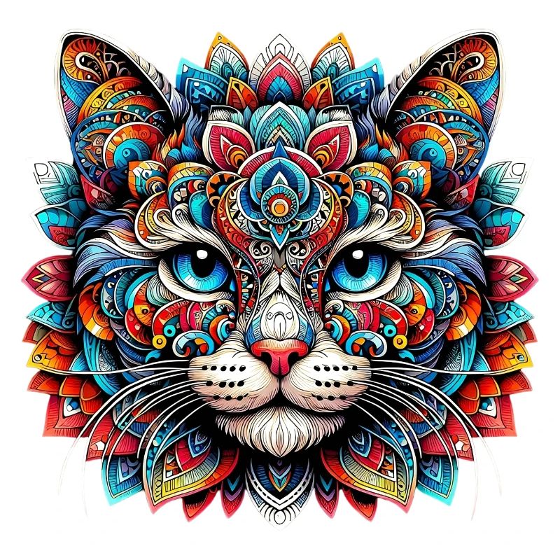Cat decorated with Mandalas