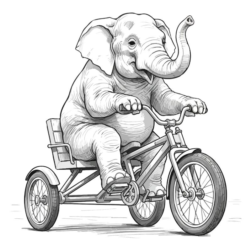 Elefant auf einem Dreirad