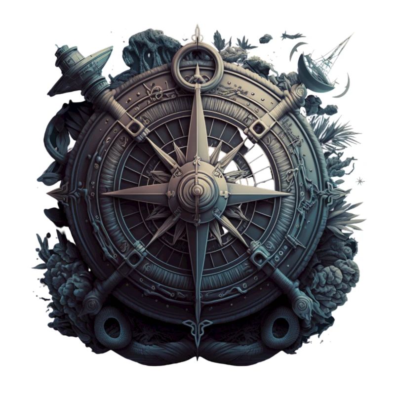 maritime anchor with cool sailing compass