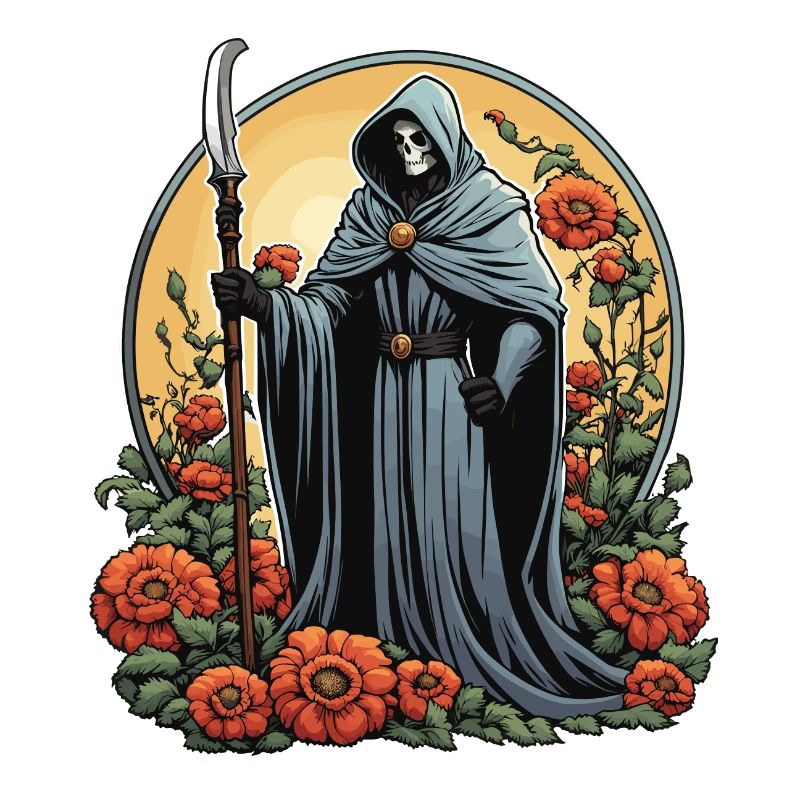 Sensenmann Blumen Illustration